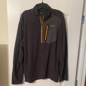 Eddie Bauer Men's Charcoal and Mustard Quarter-Zip Jacket